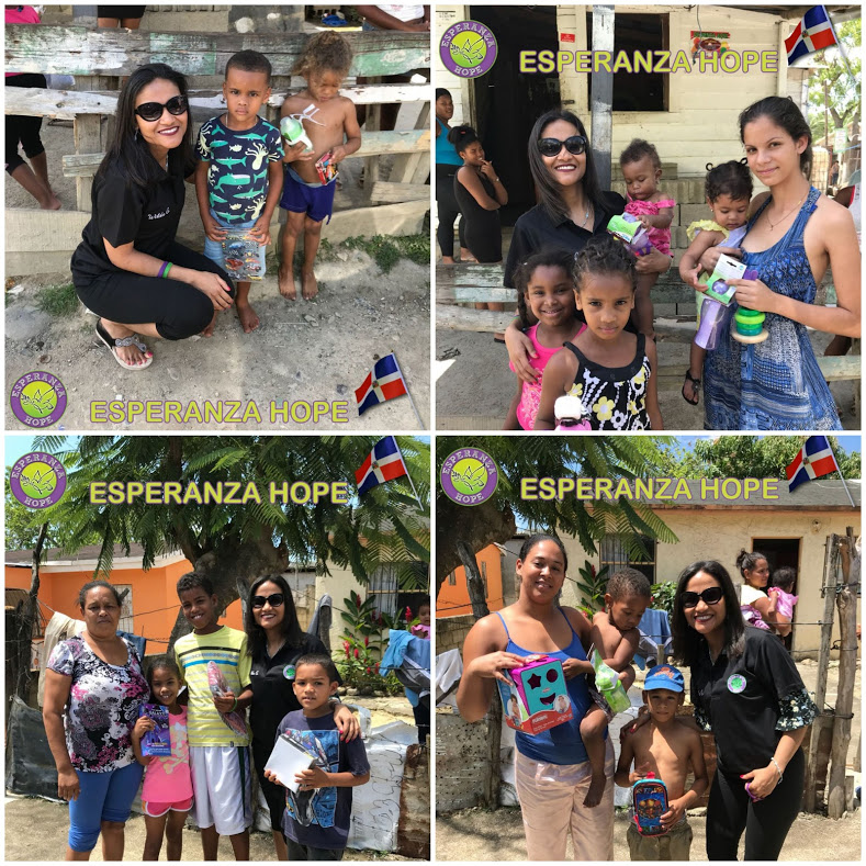 A collage of the people who received toys and clothes
