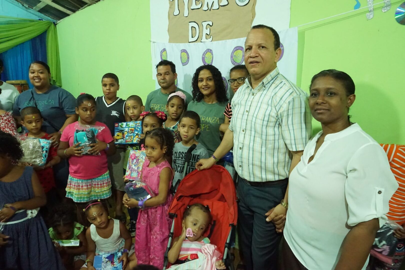 Our staff and adults from the Iglesia together with some of the children