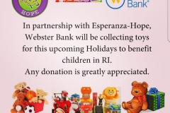 “WebsterBank will be collecting toys…” message