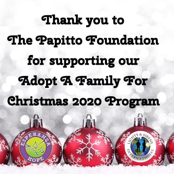 “Thank you to the Papitto Foundation for supporting our Adopt A Family Program 2020”