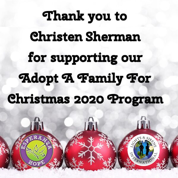 “Thank you to Christen Sherman for supporting our Adopt A Family Program 2020”