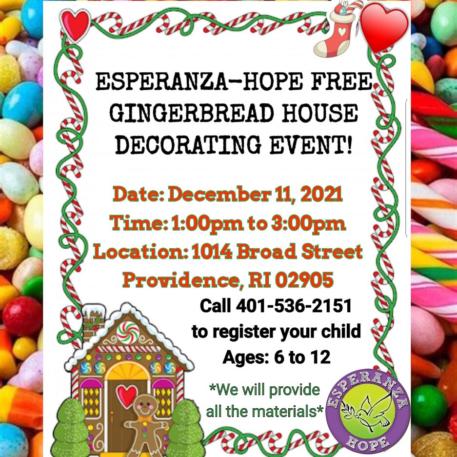 Esperanza Hope’s Gingerbread House Decorating Event poster